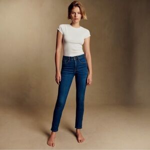 Sezane Le Slim Parfait Mid Rise Denim Blue Jeans Stretchy Size 40 / 8